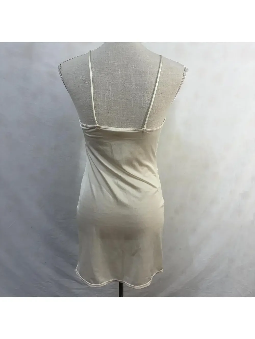 Lace front cream nylon lingerie vintage 1970s